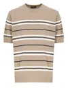 Peserico Striped Pattern Cotton Linen T-shirt
