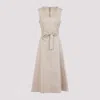 Peserico Sleeveless Maxi Dress With Fitted Bodice In Beige