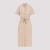 Peserico Beige Chemisier Cotton Midi Dress In Beige