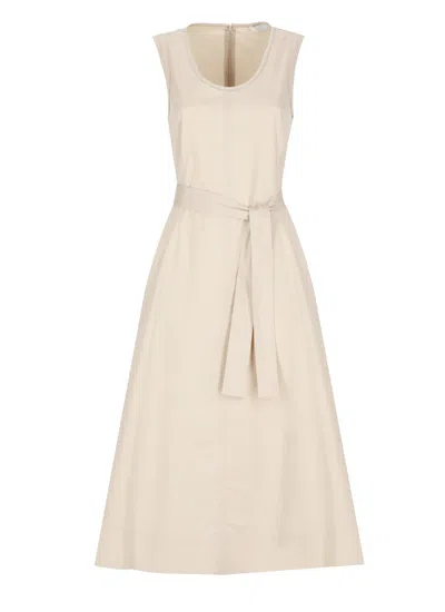 Peserico Beige Cotton Midi Dress
