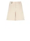 Peserico High Waist Cotton Shorts With Leather Detail In Neutral