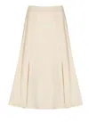 Peserico Flared Cotton Skirt Elastic Waistband In Neutral