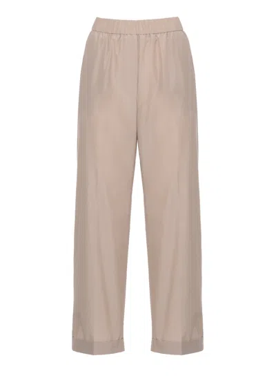 Peserico Beige Cotton-blend Straight-leg Pants In Multi
