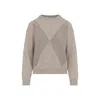 Peserico Argyle Knit Sweater With Sparkling Embellishments In Gray