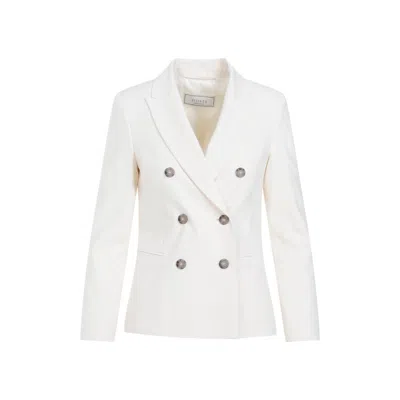 Peserico Beige Double-breasted Jacket In White