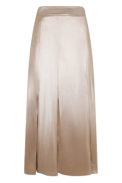 Peserico Beige Dress Long To The Knee At High Waist With Minimal And Elegant Design. In Brown