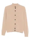Peserico Beige Ribbed Knit Sweater With High Neckline In Multi