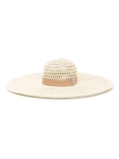 Peserico Beige Interwoven Hat In Neutrals