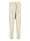 Peserico Beige Linen And Wool Pants In Neutral