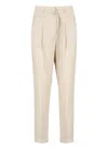 Peserico Beige Linen And Wool Pants In Neutral