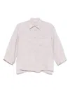Peserico Beige Linen Shirt With Classic Collar In Beige