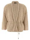 Peserico Sequin-embellished Belted Cardigan In Brown