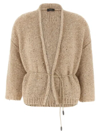 PESERICO BEIGE MOULIN YARN CARDIGAN