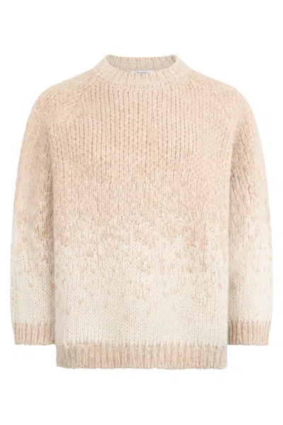 Peserico Beige Oversized Sweater With Round Neck And Long Sleeves. In Neutral