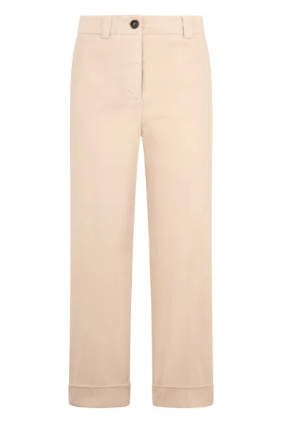 Peserico Beige Pants With A Straight Cut To The Calf, Minimalist And Versatile. In Neutral