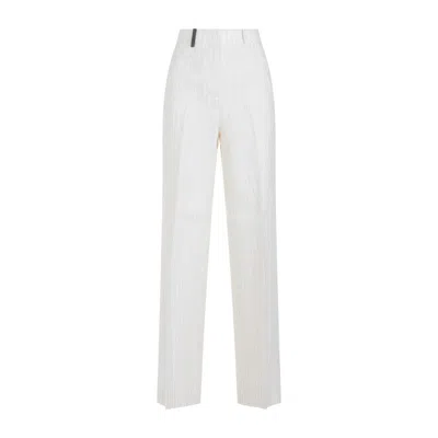 Peserico Beige Stucco Linen Pinstripe Pants In White
