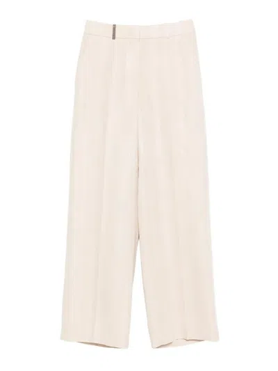 Peserico Beige Viscose Linen Pants