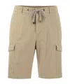 Peserico Men's Lightweight Cotton Lyocell Canvas Jogger Bermuda Shorts In Brown