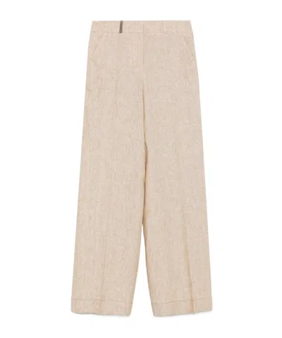 Peserico Belt Loops Casual Pants In Neutrals