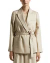 Peserico Belted Blazer In Amber Beige