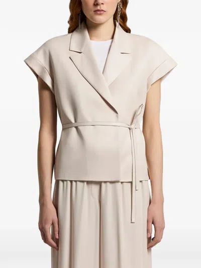 Peserico Belted Blazer In Neutral