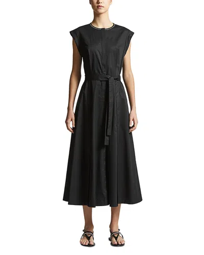 Peserico Belted Cap Sleeve Midi Dress In Black