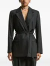 Peserico Belted Double-breasted Jacket In Gray