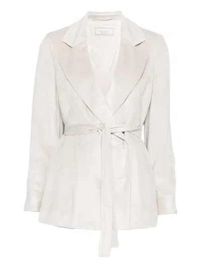 Peserico Belted Fitted Jacket In Neutral