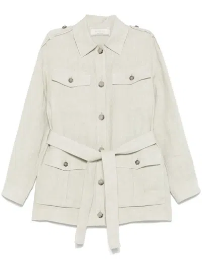Peserico Belted Jacket In Gray