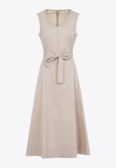 PESERICO BELTED MAXI SLEEVELESS DRESS