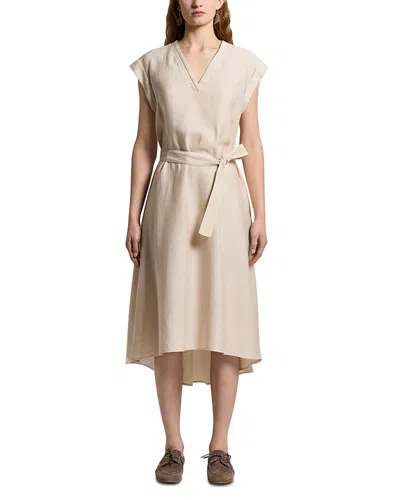 Peserico Belted Midi Dress In Neutral