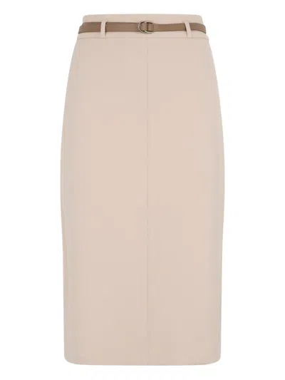 Peserico Belted Midi Skirt In Neutral