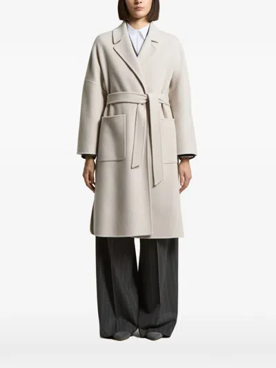 Peserico Belted Notch-lapel Coat In Gray