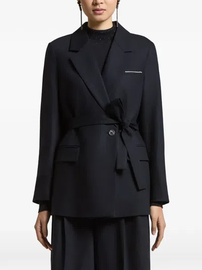 Peserico Belted Notch-lapels Jacket In Blue