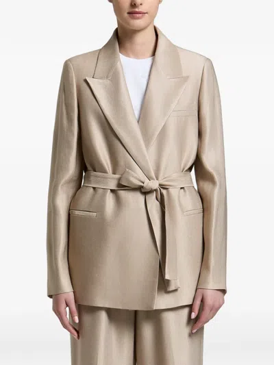 Peserico Belted Peak-lapel Jacket In Neutral