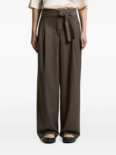 Peserico Belted Pleated Trousers In Brown