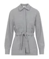 Peserico Pointed Collar Stone Grey Virgin Wool Flannel Shirt In Gray