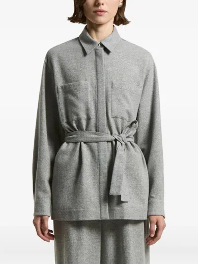 Peserico Belted Pocket Shirt In Gray