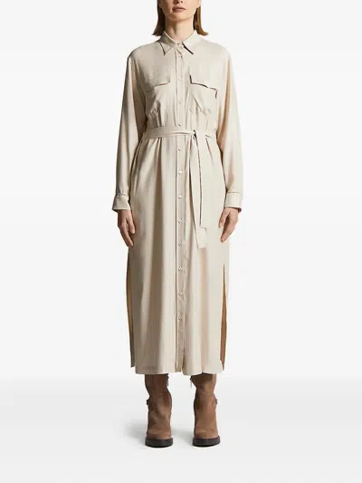 Peserico Belted Pocket Shirt Midi Dress In Neutral