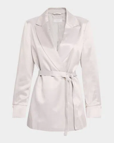 Peserico Belted Satin Blazer In Animal Print