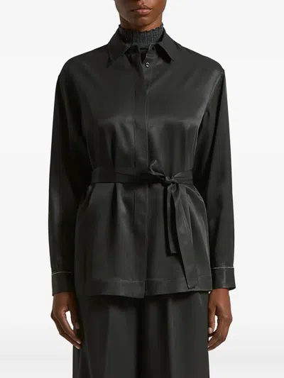 Peserico Belted Shirt In Black