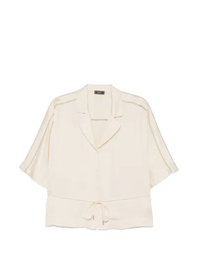 Peserico Belted Side-stripe Shirt In Neutral