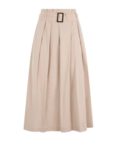 Peserico Pleated Belted Maxi Skirt In Neutral