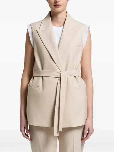 Peserico Belted Sleeveless Jacket In Neutral