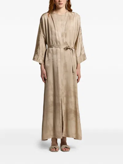 Peserico Belted Tie-dye Maxi Dress In Neutral