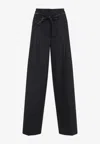 Peserico High-waisted Wide-leg Trousers With Self-tie Belt In Gray
