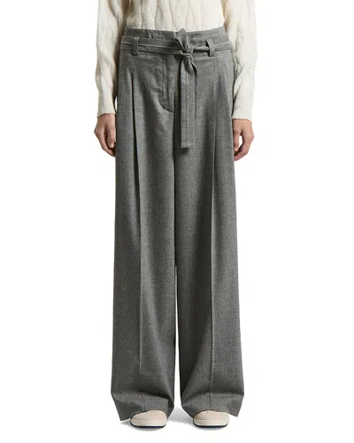 Peserico Belted Wide Leg Pants In Gray