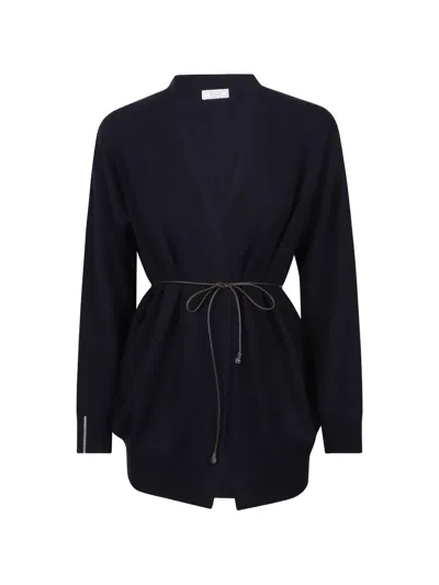 Peserico Long-sleeved Belted Cardigan In Multi