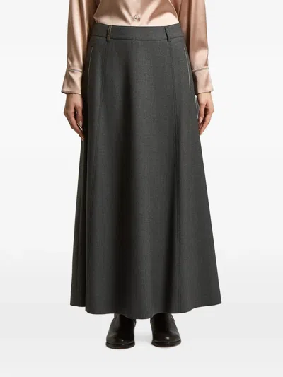 Peserico Belt-loop Maxi Skirt In Gray
