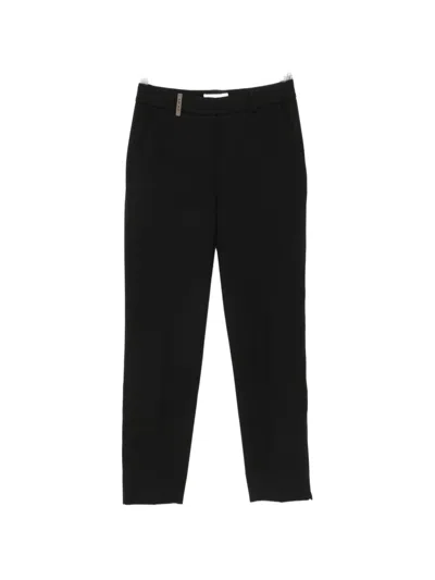 Peserico Belt-loop Slim-fit Trousers In Black